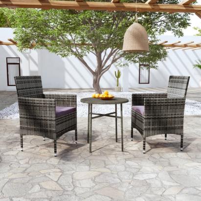 Set mobilier de grădină, 3 piese, gri, poliratan GartenMobel Dekor