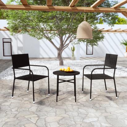 Set mobilier de grădină, 3 piese, negru, poliratan GartenMobel Dekor