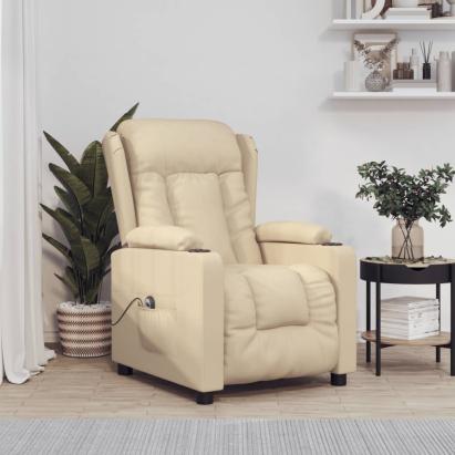 Fotoliu rabatabil electric, crem, material textil GartenMobel Dekor