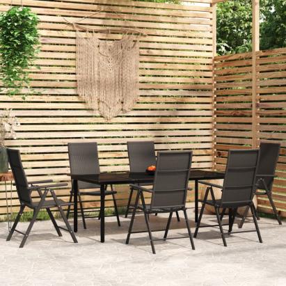 Set de mobilier pentru grădină, 7 piese, negru GartenMobel Dekor
