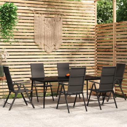 Set de mobilier pentru grădină, 7 piese, negru GartenMobel Dekor