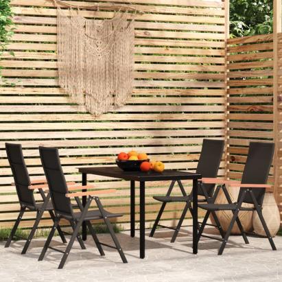 Set de servit masa pentru grădină, 5 piese, negru GartenMobel Dekor
