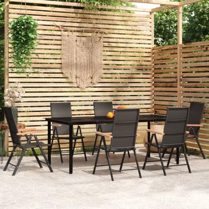 Set de mobilier pentru grădină, 7 piese, negru GartenMobel Dekor