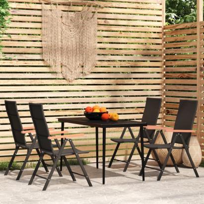 Set de servit masa pentru grădină, 5 piese, negru GartenMobel Dekor