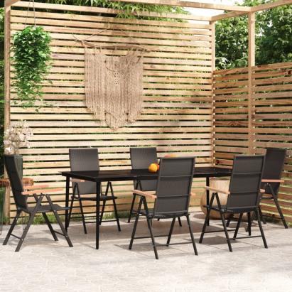 Set de mobilier pentru grădină, 7 piese, negru GartenMobel Dekor