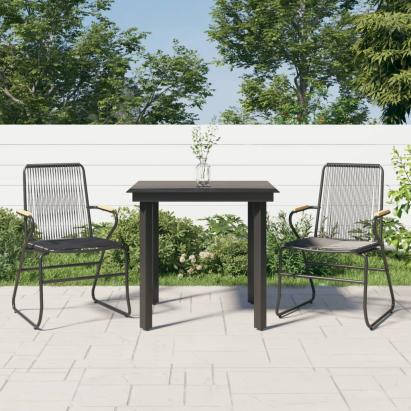 Set cu masă pentru grădină, 3 piese, negru, ratan PVC  GartenMobel Dekor