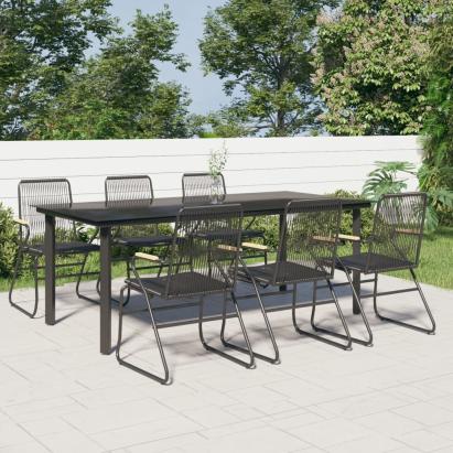 Set mobilier de grădină, 7 piese, negru, ratan PVC GartenMobel Dekor
