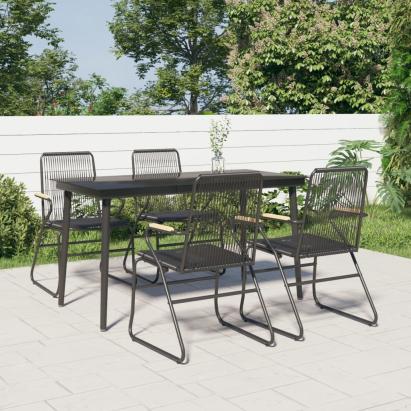 Set mobilier de grădină, 5 piese, negru, ratan PVC GartenMobel Dekor