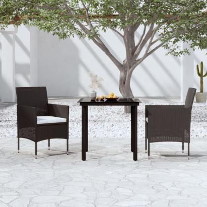 Set mobilier de grădină cu perne, 3 piese, negru GartenMobel Dekor