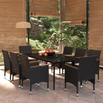 Set mobilier de grădină cu perne, 9 piese, negru GartenMobel Dekor