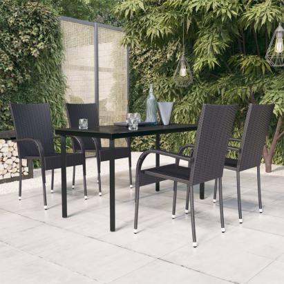 Set mobilier de grădină, 5 piese, negru GartenMobel Dekor
