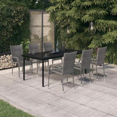 Set mobilier de grădină ,gri și negru, 7 piese GartenMobel Dekor