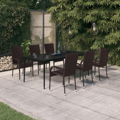 Set mobilier de grădină, 7 piese, maro și negru GartenMobel Dekor