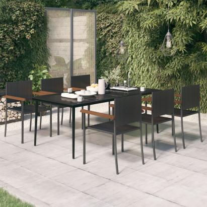 Set mobilier pentru grădină, 7 piese, negru GartenMobel Dekor