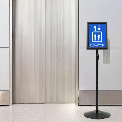 Suport poster tip pedestal Manual Negru a4 Aluminiu și PVC GartenMobel Dekor