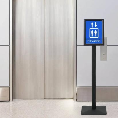 Suport poster tip pedestal Negru a4 Aluminiu și PVC GartenMobel Dekor