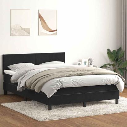 Pat box spring cu saltea, negru, 160x210 cm, catifea GartenMobel Dekor