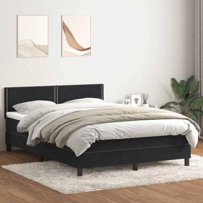 Pat box spring cu saltea, negru, 160x210 cm, catifea GartenMobel Dekor