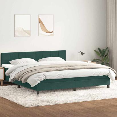 Pat box spring cu saltea, verde închis, 180x210 cm, catifea GartenMobel Dekor