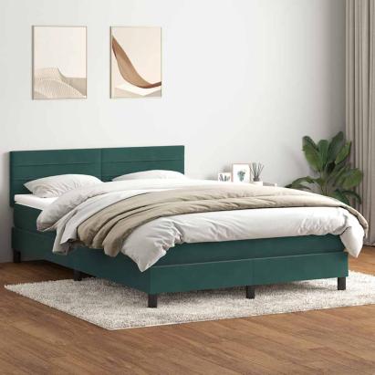Pat box spring cu saltea, verde închis, 160x210 cm, catifea GartenMobel Dekor