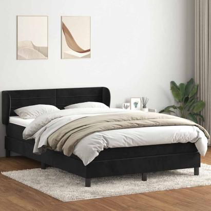 Pat box spring cu saltea, negru, 160x210 cm, catifea GartenMobel Dekor