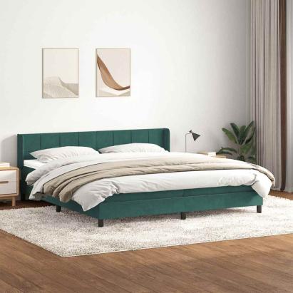 Pat box spring cu saltea, verde închis, 180x210 cm, catifea GartenMobel Dekor