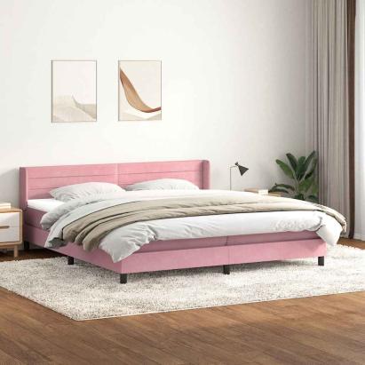 Pat box spring cu saltea, roz, 180x210 cm, catifea GartenMobel Dekor