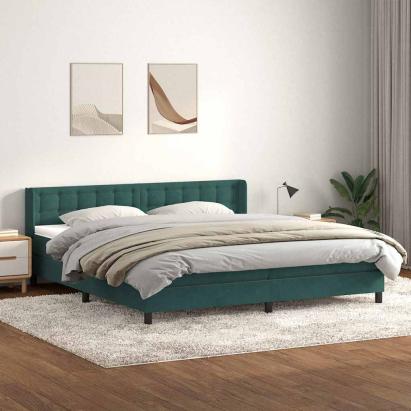 Pat box spring cu saltea, verde închis, 180x210 cm, catifea GartenMobel Dekor