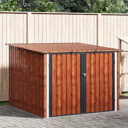 Shed pentru biciclete 3 pcs Maro 215 x 206 x 157 cm Metal GartenMobel Dekor