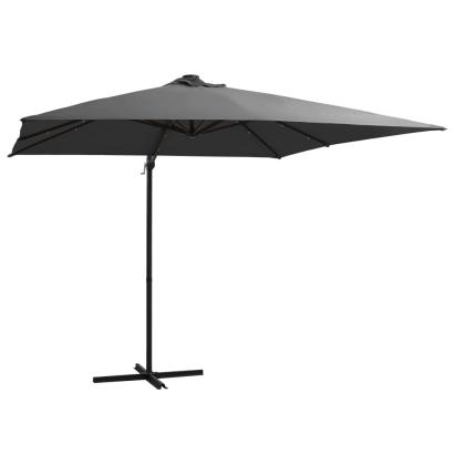 Umbrelă în consolă cu LED, stâlp din oțel, antracit, 250x250 cm GartenMobel Dekor