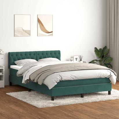 Pat box spring cu saltea, verde închis, 160x210 cm, catifea GartenMobel Dekor