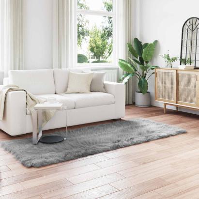 Covor din Lână Faux Tafalla Gri 80 x 250 cm Poliester GartenMobel Dekor