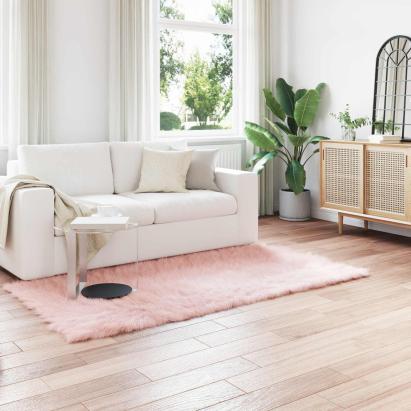 Covor din Lână Faux Tafalla Roz 80 x 200 cm Poliester GartenMobel Dekor