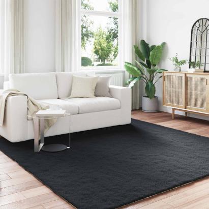 Covor din Blană Faux de Iepure Olite Negru 240 x 240 cm GartenMobel Dekor