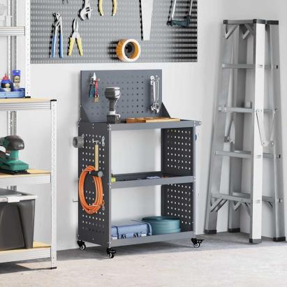 Cărucior pentru unelte cu raft Manual Antracit 65 x 35 x 111 cm GartenMobel Dekor