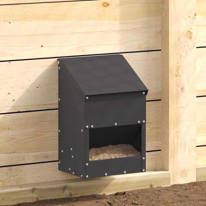 Feeder pentru pui Negru 21 x 16 x 33 cm Oțel Laminat la Rece GartenMobel Dekor