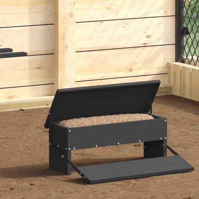 Hrănitor cu pedale pentru pui Negru 48,5 x 39,5 x 19 cm GartenMobel Dekor