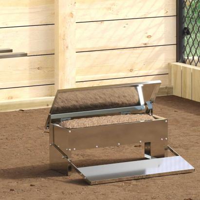 Hrănitor cu pedale pentru pui Argintiu 48,5 x 39,5 x 19 cm GartenMobel Dekor