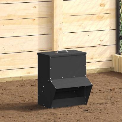 Feeder pentru pui Negru 20 x 25 x 35 cm Oțel Laminat la Rece GartenMobel Dekor