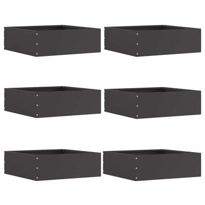 Margine pentru gazon 6 pcs Negru 40 x 40 x 13 cm Oțel GartenMobel Dekor