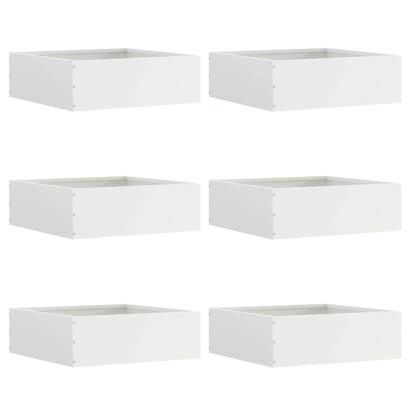 Margine pentru gazon 6 pcs Alb 40 x 40 x 13 cm Oțel GartenMobel Dekor