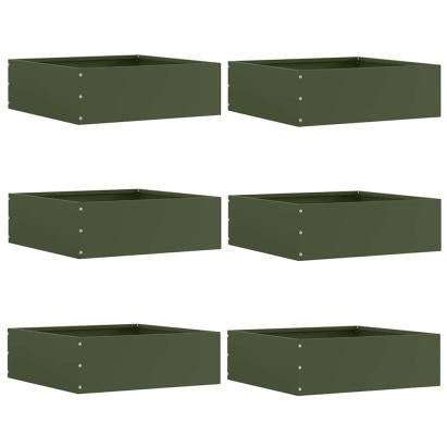 Margine pentru gazon 6 pcs Verde măsliniu 40 x 40 x 13 cm Oțel GartenMobel Dekor