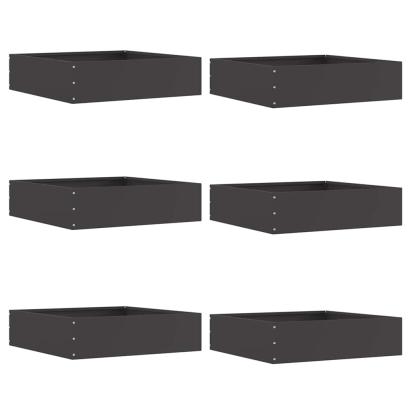 Margine pentru gazon 6 pcs Negru 50 x 50 x 13 cm Oțel GartenMobel Dekor