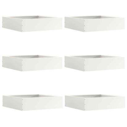 Margine pentru gazon 6 pcs Alb 50 x 50 x 13 cm Oțel GartenMobel Dekor
