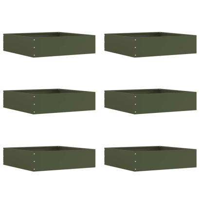 Margine pentru gazon 6 pcs Verde măsliniu 50 x 50 x 13 cm Oțel GartenMobel Dekor
