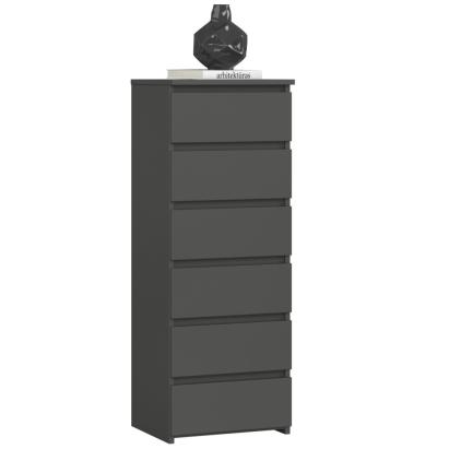Comoda cu 6 sertare, PAL laminat 16 mm, 40x35x109 cm, gri Household NewTrend
