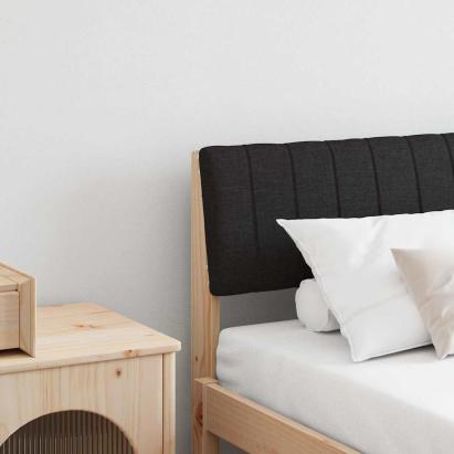 Tăblie tapițată Negru 180 cm Lemn de pin masiv GartenMobel Dekor