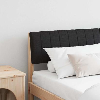 Tăblie tapițată Negru 160 cm Lemn de pin masiv GartenMobel Dekor