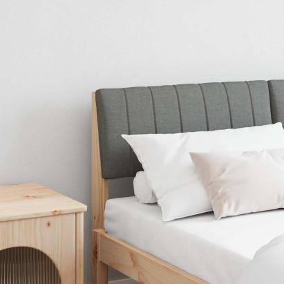 Tăblie tapițată Gri închis 140 cm Lemn de pin masiv GartenMobel Dekor