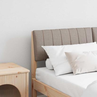 Tăblie tapițată Gri taupe 140 cm Lemn de pin masiv GartenMobel Dekor